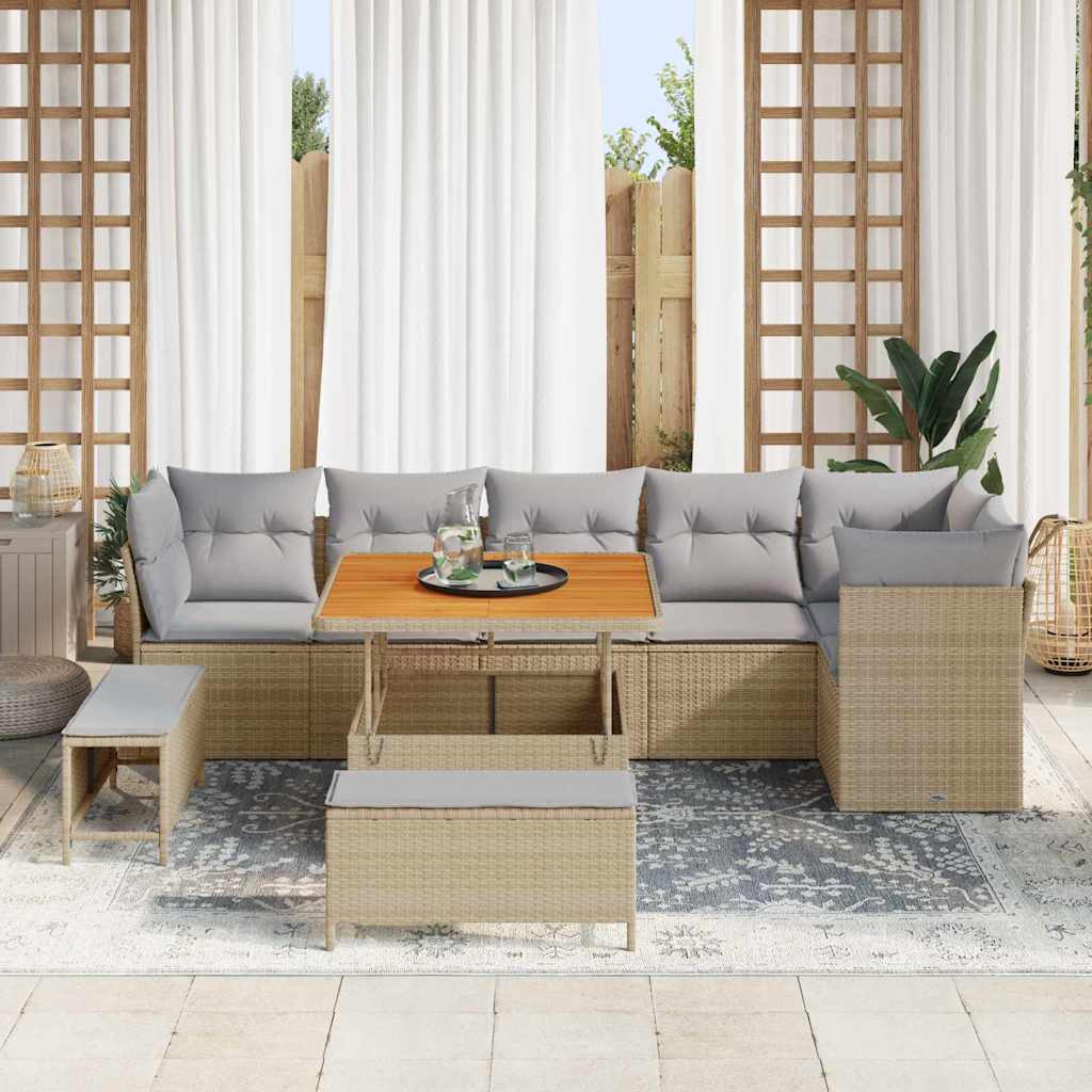 Tuin Sofa Set met kussen met opslag 9 pcs beige en lichtgrijs is nu te koop bij PeponiXL, paradijselijk wonen!