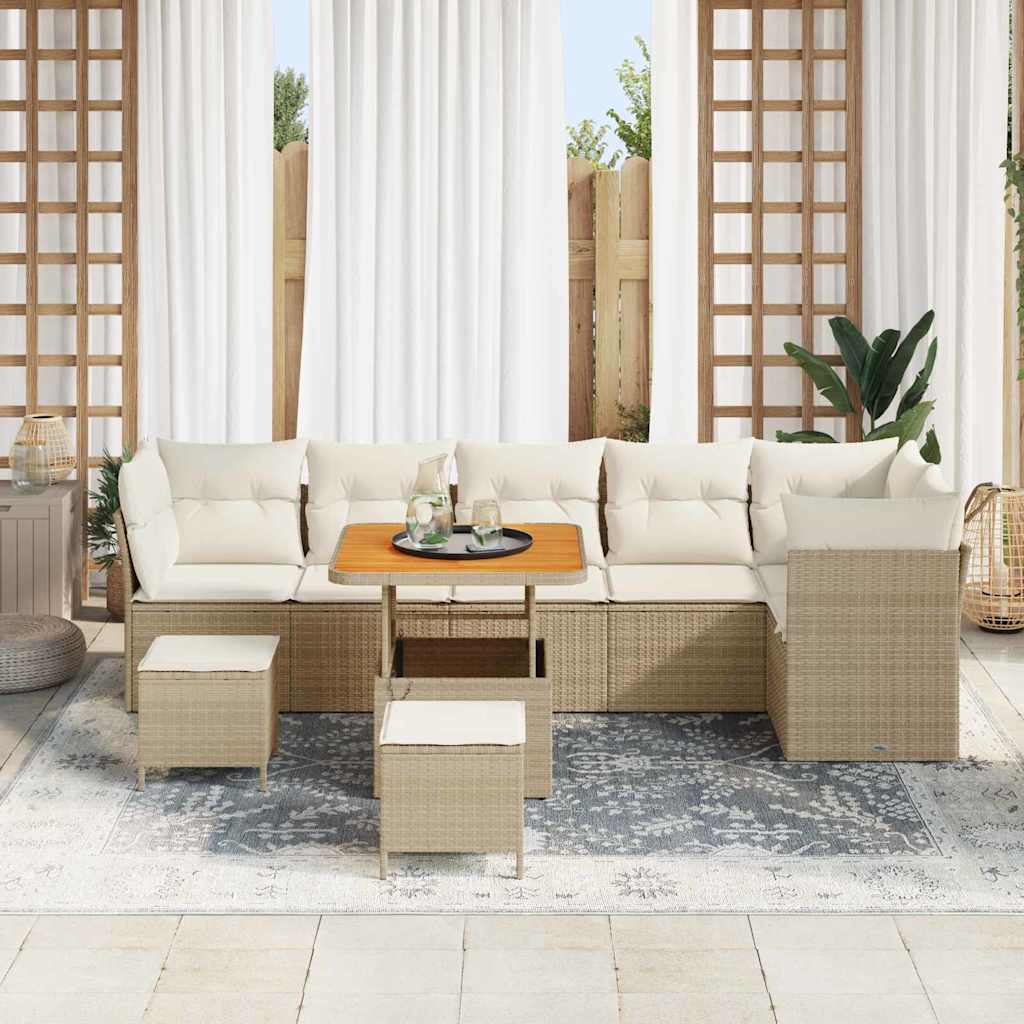 Tuin Sofa Set met kussen met opslag 9 pcs beige en crèmekleurig is nu te koop bij PeponiXL, paradijselijk wonen!