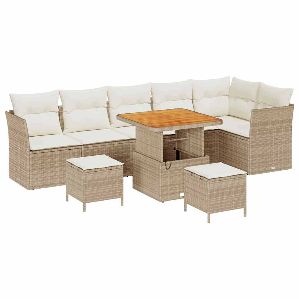 Tuin Sofa Set met kussen met opslag 9 pcs beige en crèmekleurig is nu te koop bij PeponiXL, paradijselijk wonen!
