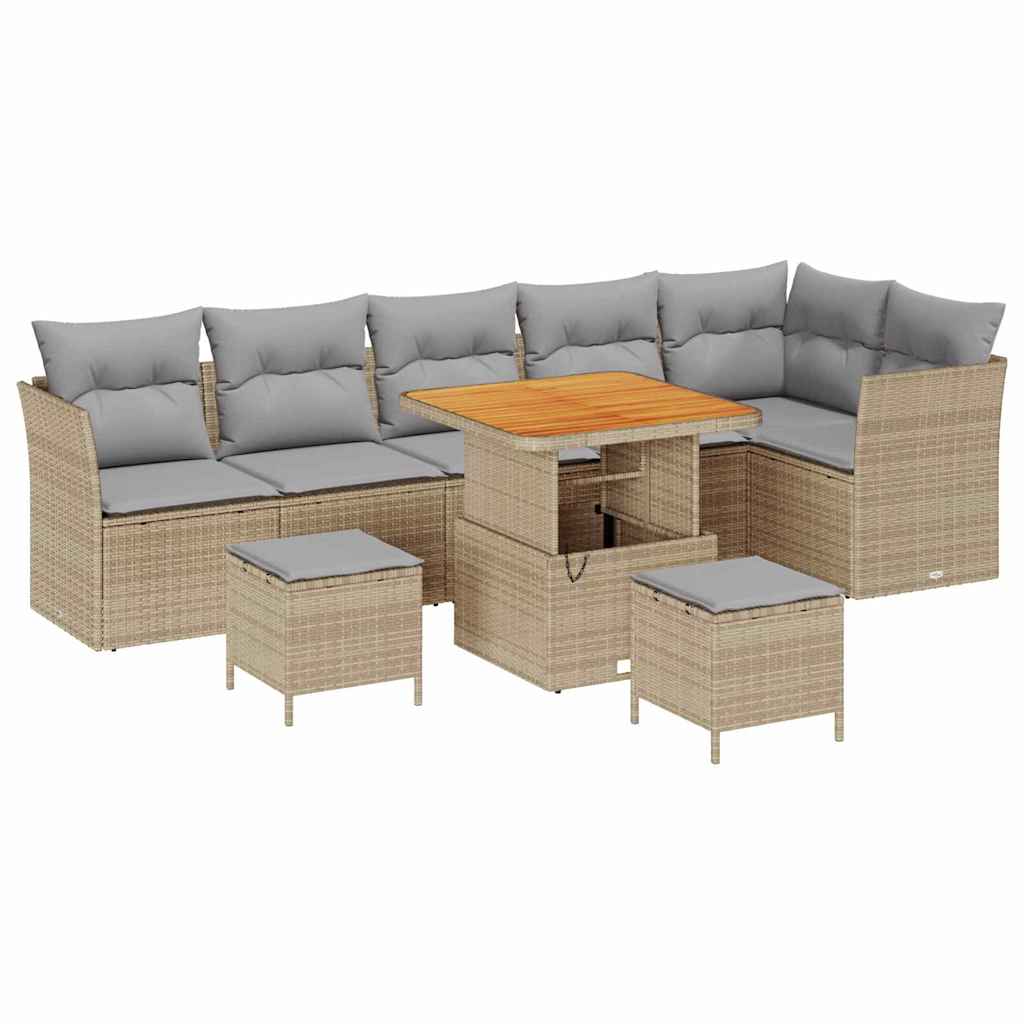 Tuin Sofa Set 9 pcs beige en lichtgrijs 80 x 80 x 71 cm is nu te koop bij PeponiXL, paradijselijk wonen!
