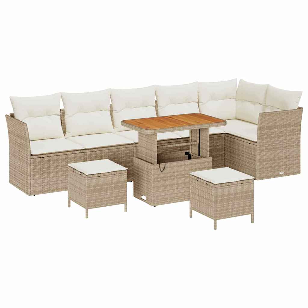Tuin Sofa Set met kussen met opslag 9 pcs beige en crèmekleurig is nu te koop bij PeponiXL, paradijselijk wonen!