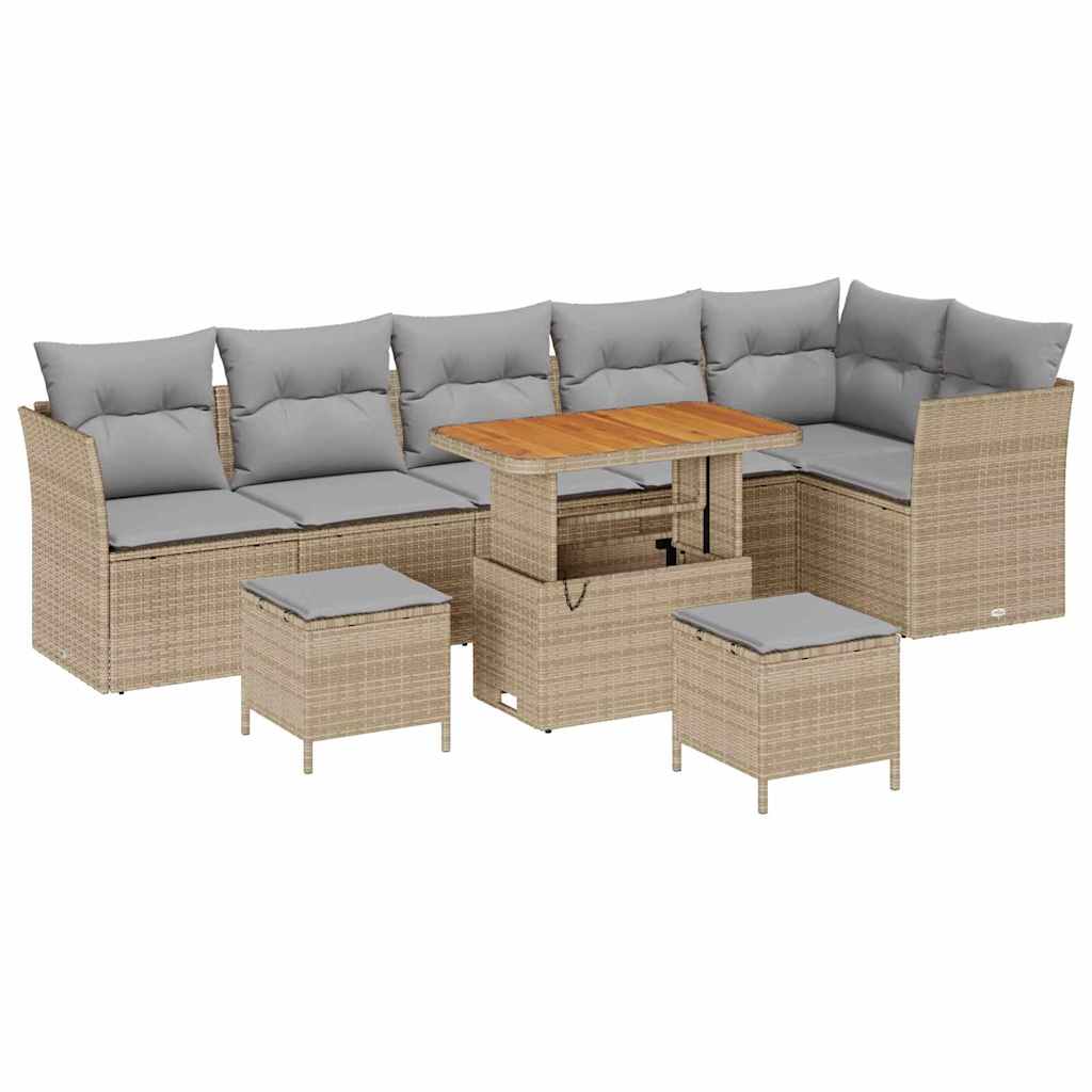 Tuin Sofa Set met kussen met opslag 9 pcs beige en lichtgrijs is nu te koop bij PeponiXL, paradijselijk wonen!