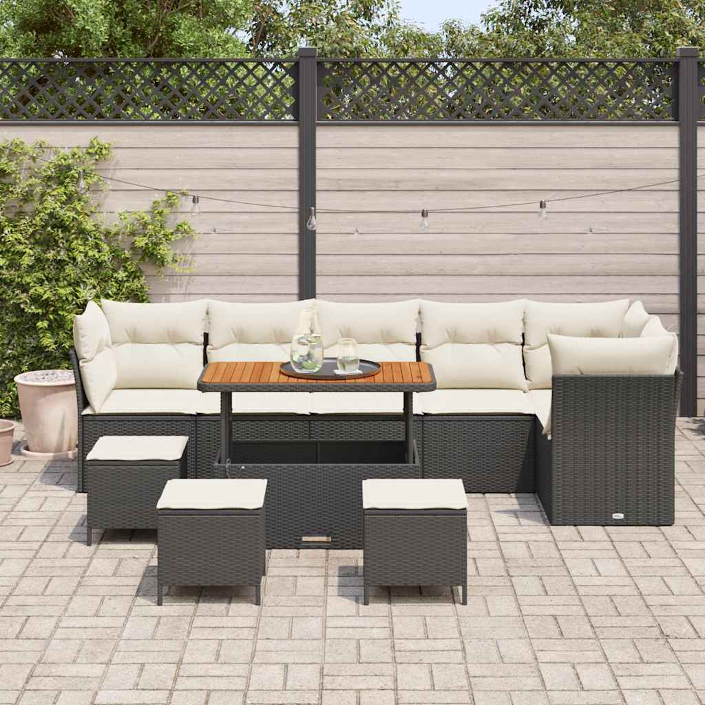 Tuin Sofa Set met kussen met opslag 10 pcs Zwart en crème is nu te koop bij PeponiXL, paradijselijk wonen!