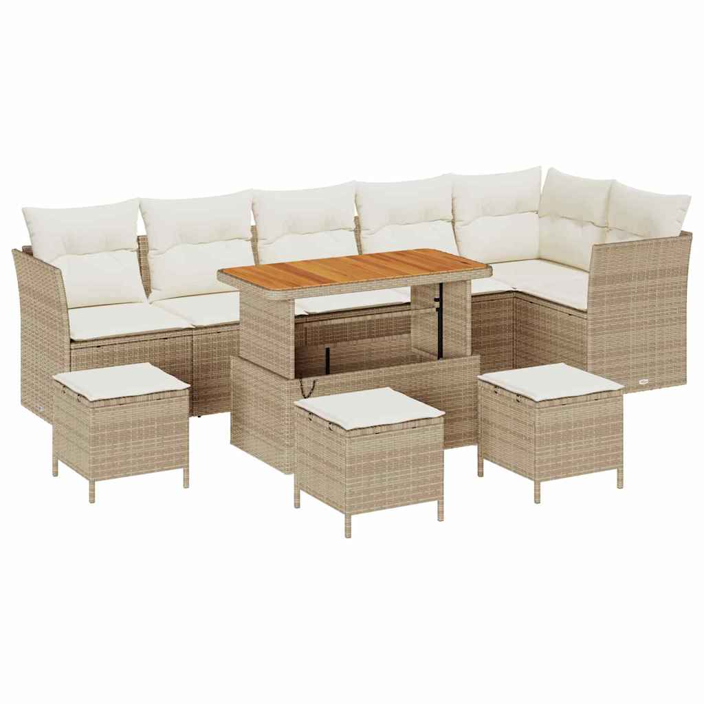 Tuin Sofa Set met kussen 10 pcs beige en crèmekleurig is nu te koop bij PeponiXL, paradijselijk wonen!