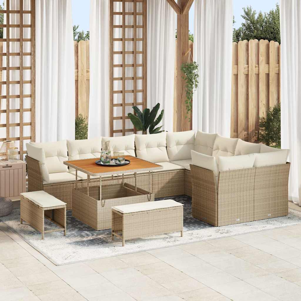 Tuin Sofa Set met kussen 12 pcs beige en crèmekleurig is nu te koop bij PeponiXL, paradijselijk wonen!