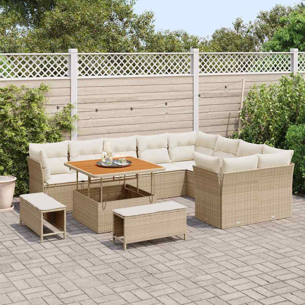 Tuin Sofa Set met kussen 12 pcs beige en crèmekleurig is nu te koop bij PeponiXL, paradijselijk wonen!