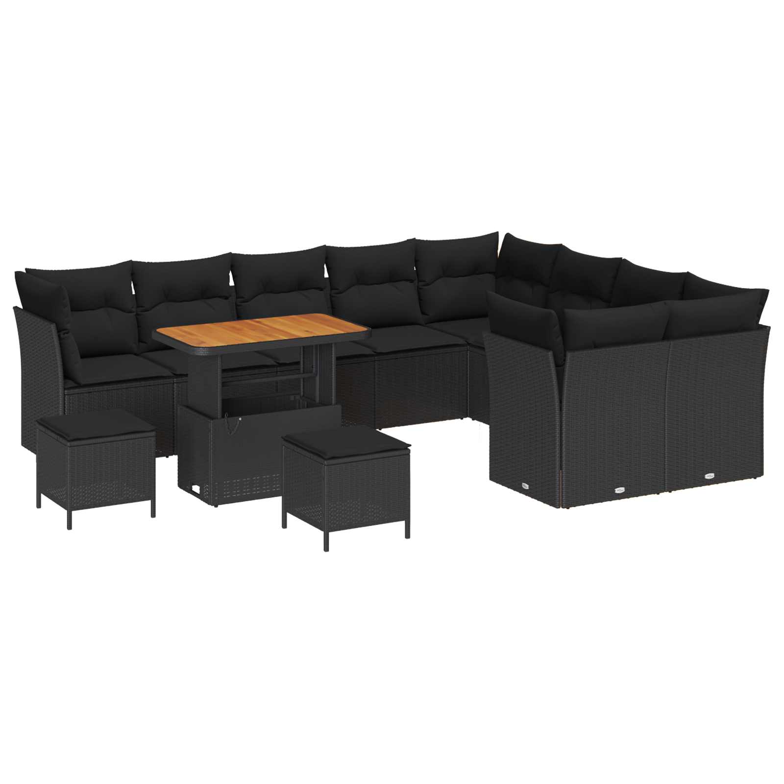 Tuin Sofa Set 12 pcs Zwart Poly rattan en gepoedercoat staal is nu te koop bij PeponiXL, paradijselijk wonen!