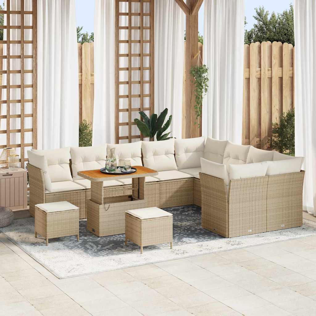 Tuin Sofa Set met kussen 12 pcs beige en crèmekleurig is nu te koop bij PeponiXL, paradijselijk wonen!