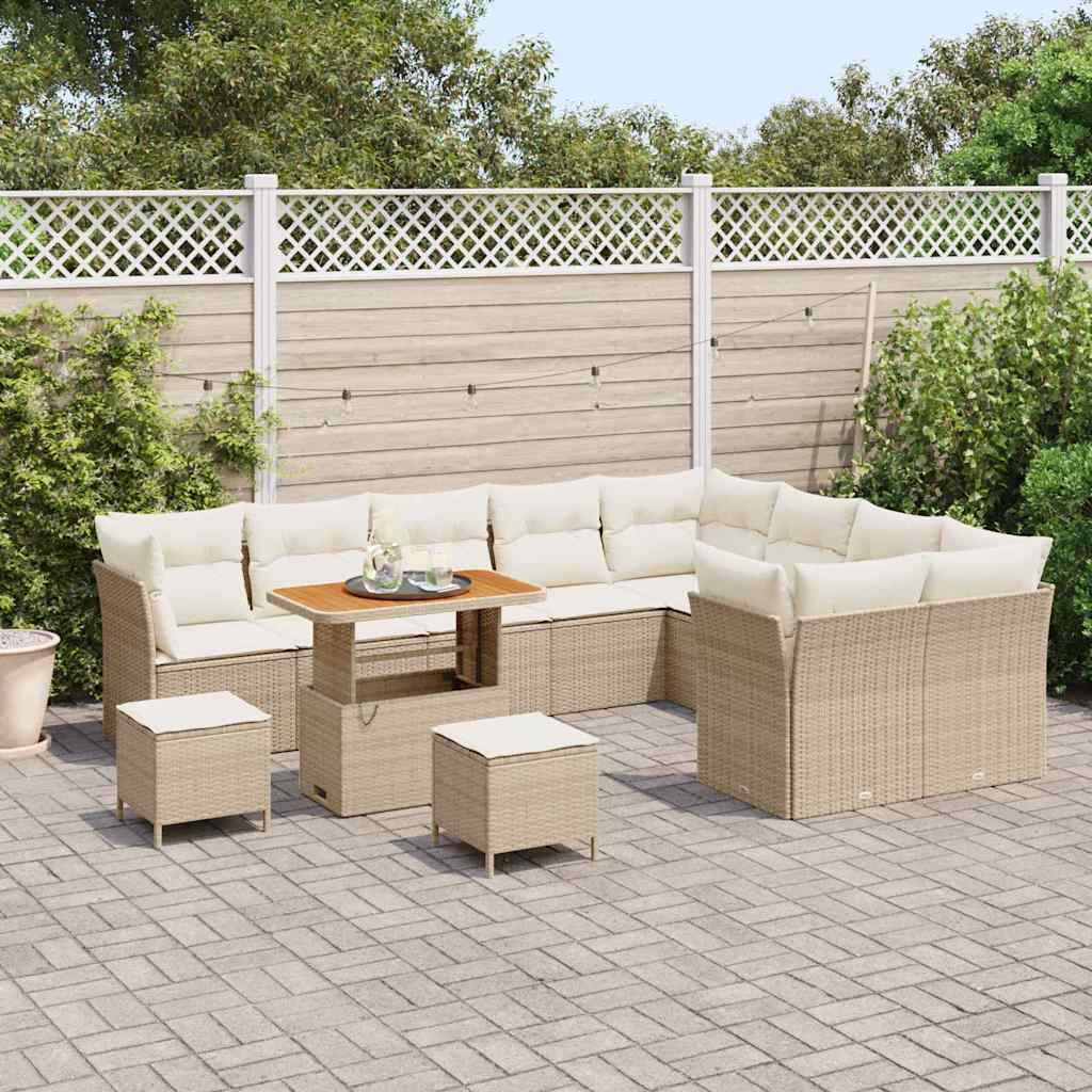 Tuin Sofa Set met kussen 12 pcs beige en crèmekleurig is nu te koop bij PeponiXL, paradijselijk wonen!