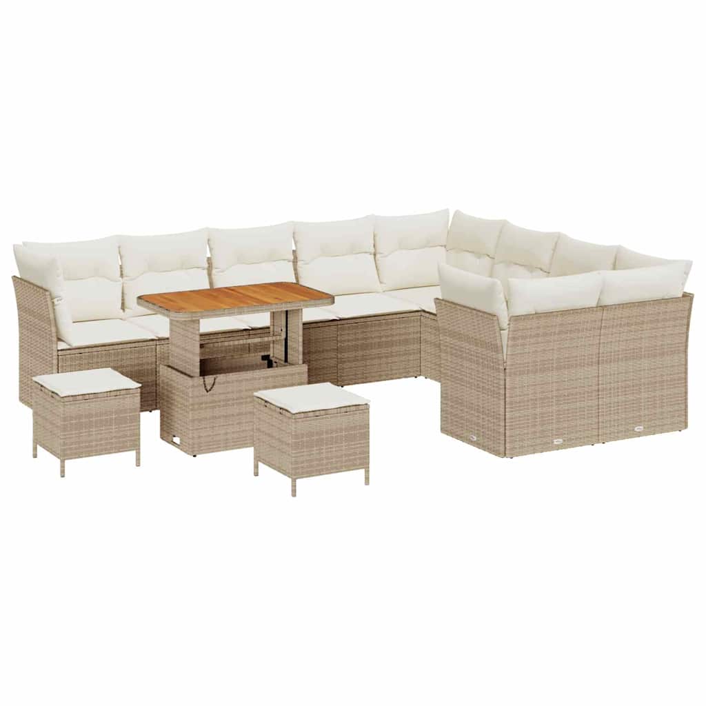 Tuin Sofa Set met kussen 12 pcs beige en crèmekleurig is nu te koop bij PeponiXL, paradijselijk wonen!