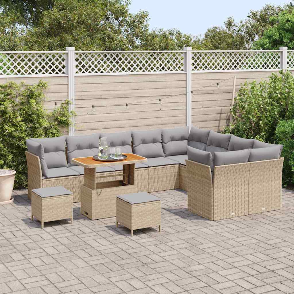 Tuin Sofa Set met kussen met opslag 12 pcs beige en lichtgrijs is nu te koop bij PeponiXL, paradijselijk wonen!
