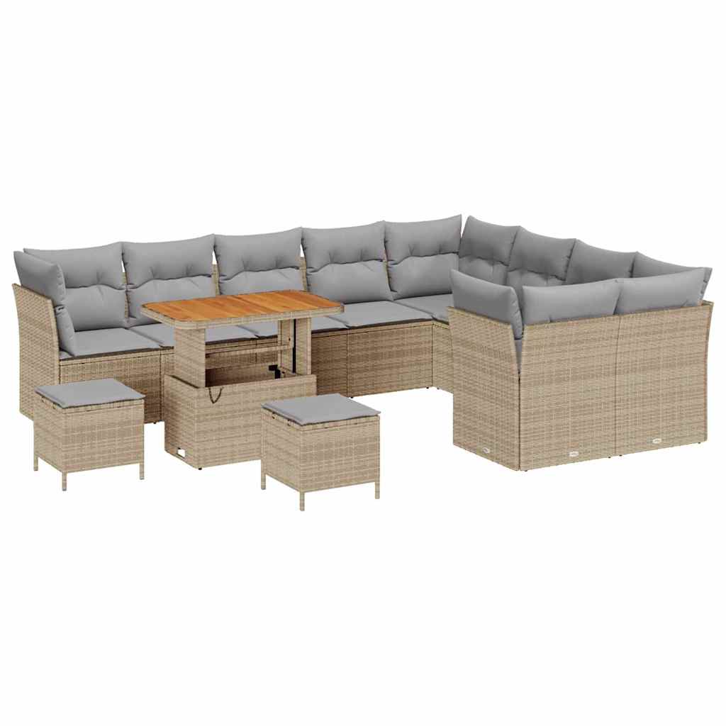 Tuin Sofa Set met kussen met opslag 12 pcs beige en lichtgrijs is nu te koop bij PeponiXL, paradijselijk wonen!