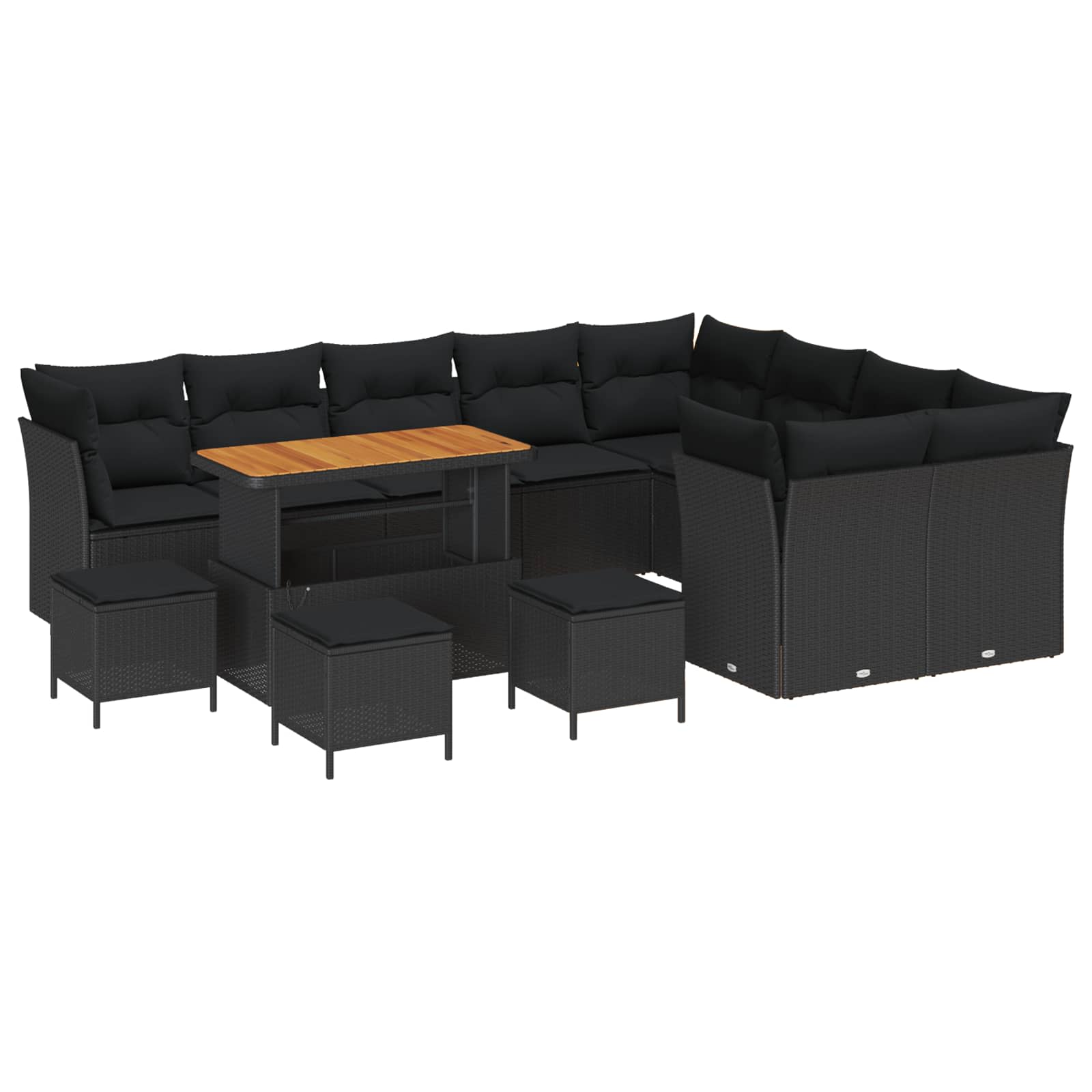 Tuin Sofa Set 13 pcs Zwart Poly rattan en gepoedercoat staal is nu te koop bij PeponiXL, paradijselijk wonen!
