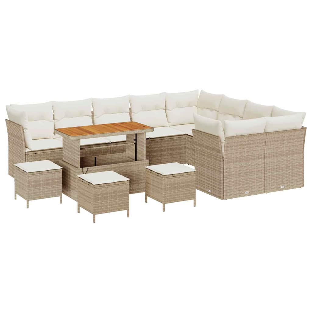 Tuin Sofa Set met kussen 13 pcs beige en crèmekleurig is nu te koop bij PeponiXL, paradijselijk wonen!