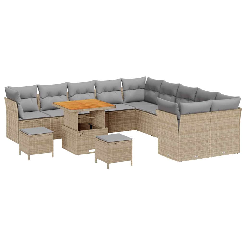 Tuin Sofa Set 13 pcs Beige en Licht Grijs poly rattan is nu te koop bij PeponiXL, paradijselijk wonen!
