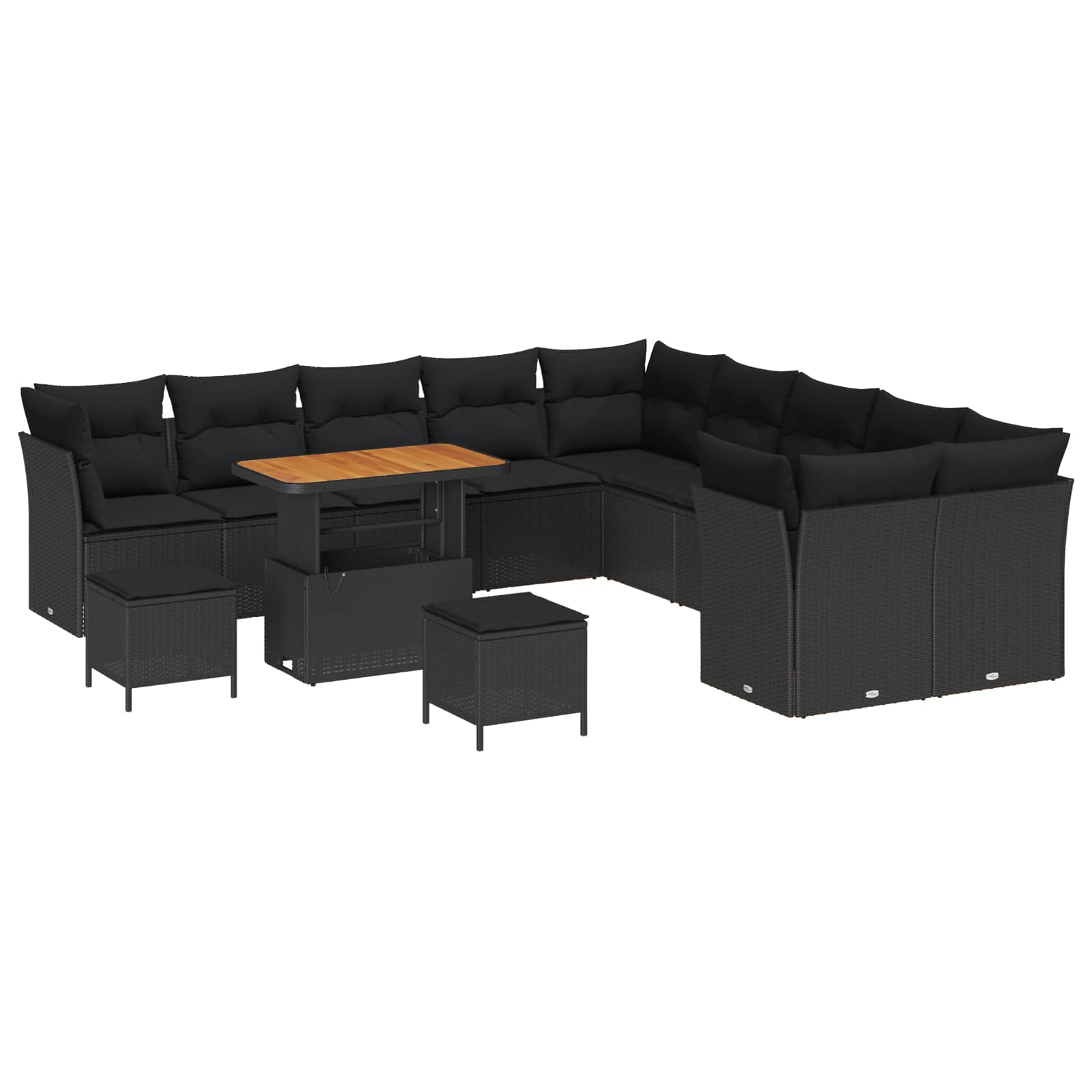 Tuin Sofa Set 13 pcs Zwart Poly rattan en gepoedercoat staal is nu te koop bij PeponiXL, paradijselijk wonen!