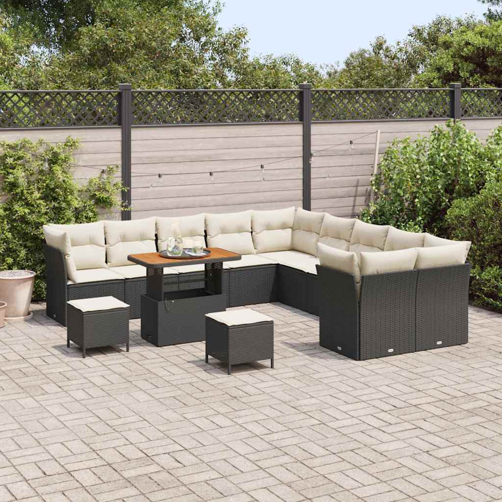 Tuin Sofa Set met kussen met opslag 13 pcs Zwart en crème is nu te koop bij PeponiXL, paradijselijk wonen!
