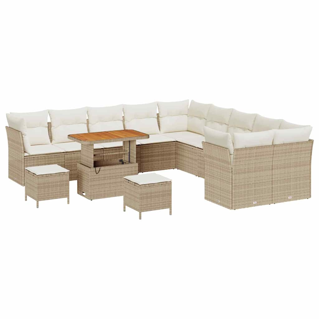 Tuin Sofa Set met kussen 13 pcs beige en crèmekleurig is nu te koop bij PeponiXL, paradijselijk wonen!