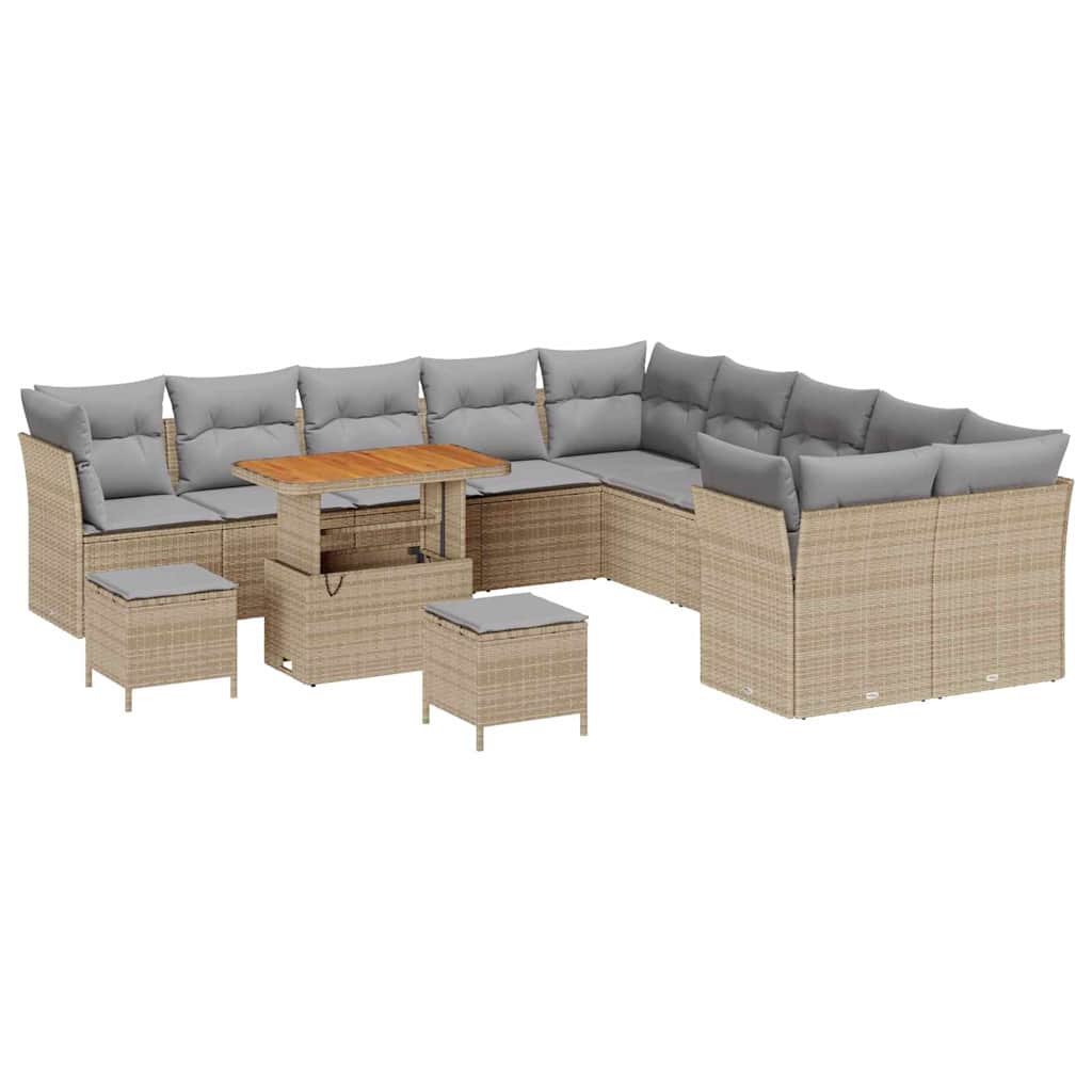 Tuin Sofa Set 13 pcs Beige en Licht Grijs poly rattan is nu te koop bij PeponiXL, paradijselijk wonen!