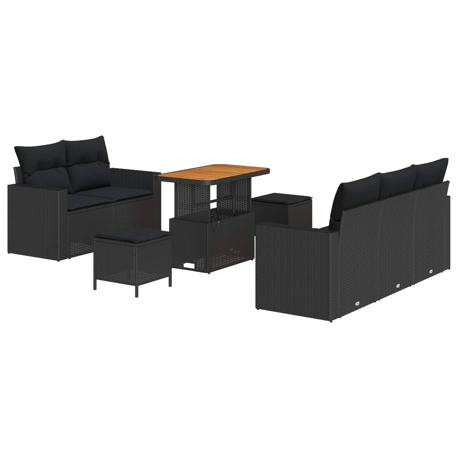 Tuin Sofa Set met kussen 8 pcs Zwart poly rattan is nu te koop bij PeponiXL, paradijselijk wonen!