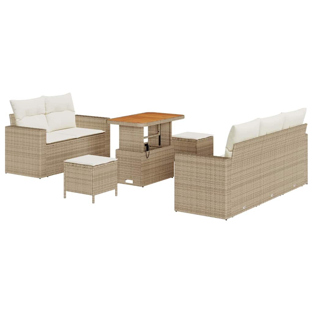 Tuin Sofa Set met kussen 8 pcs Beige en Crème poly rattan is nu te koop bij PeponiXL, paradijselijk wonen!