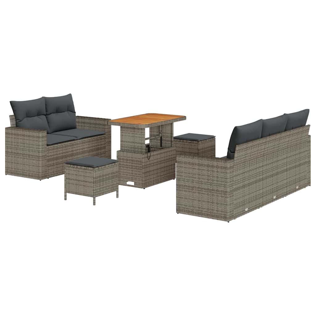Tuin Sofa Set met kussen 8 pcs Grijs poly rattan is nu te koop bij PeponiXL, paradijselijk wonen!