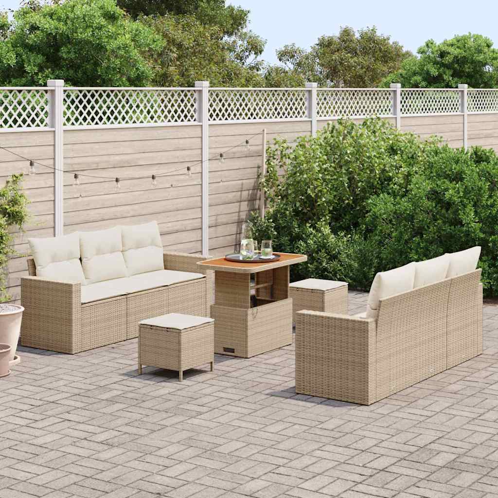 Tuin Sofa Set met kussen met opslag 9 pcs beige en crèmekleurig is nu te koop bij PeponiXL, paradijselijk wonen!