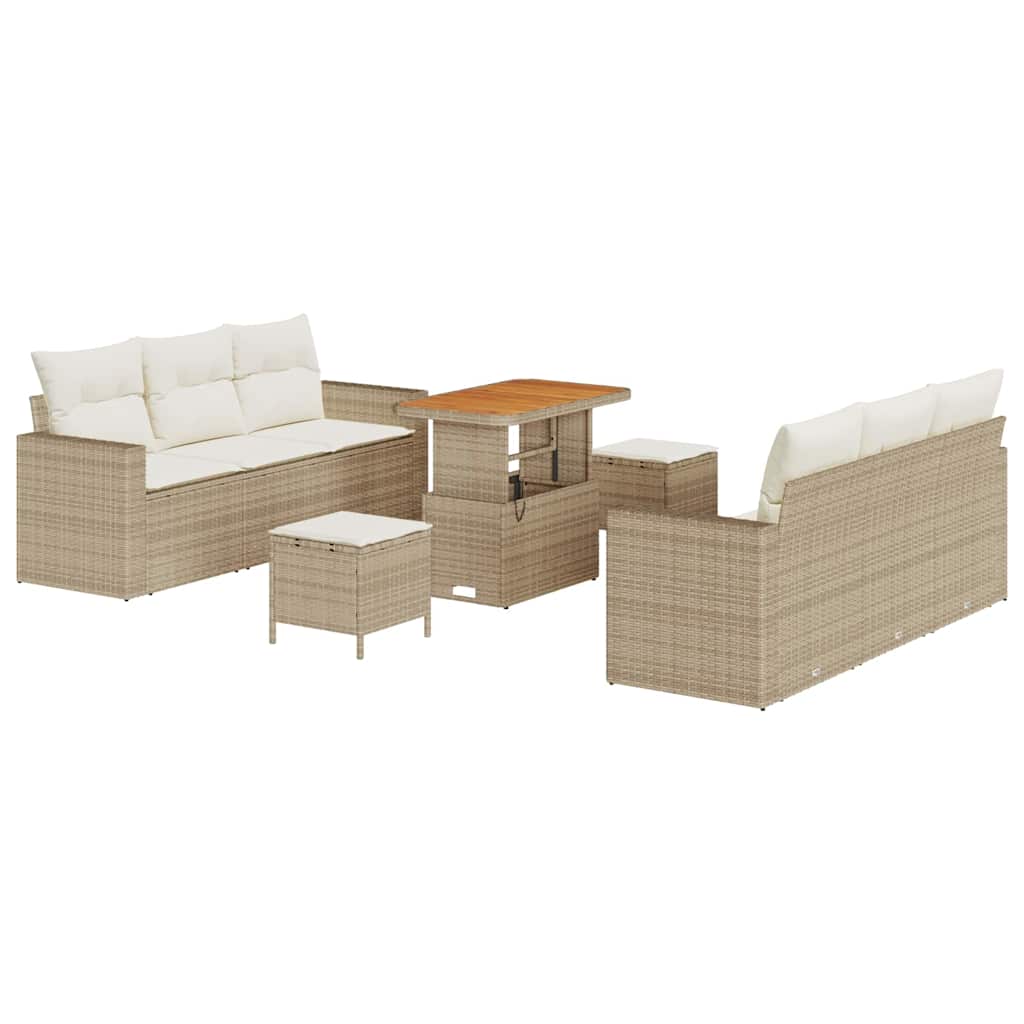 Tuin Sofa Set met kussen met opslag 9 pcs beige en crèmekleurig is nu te koop bij PeponiXL, paradijselijk wonen!