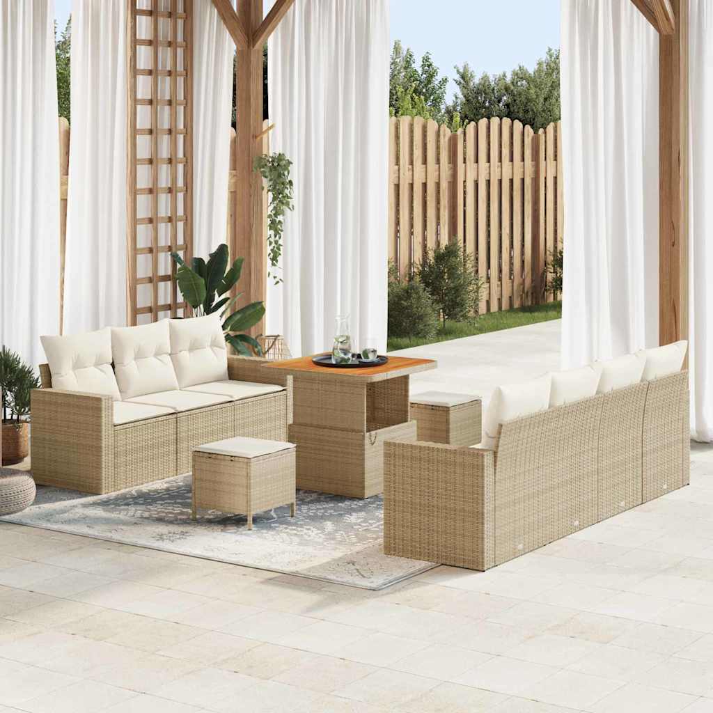 Tuin Sofa Set met kussen 10 pcs beige en crèmekleurig is nu te koop bij PeponiXL, paradijselijk wonen!