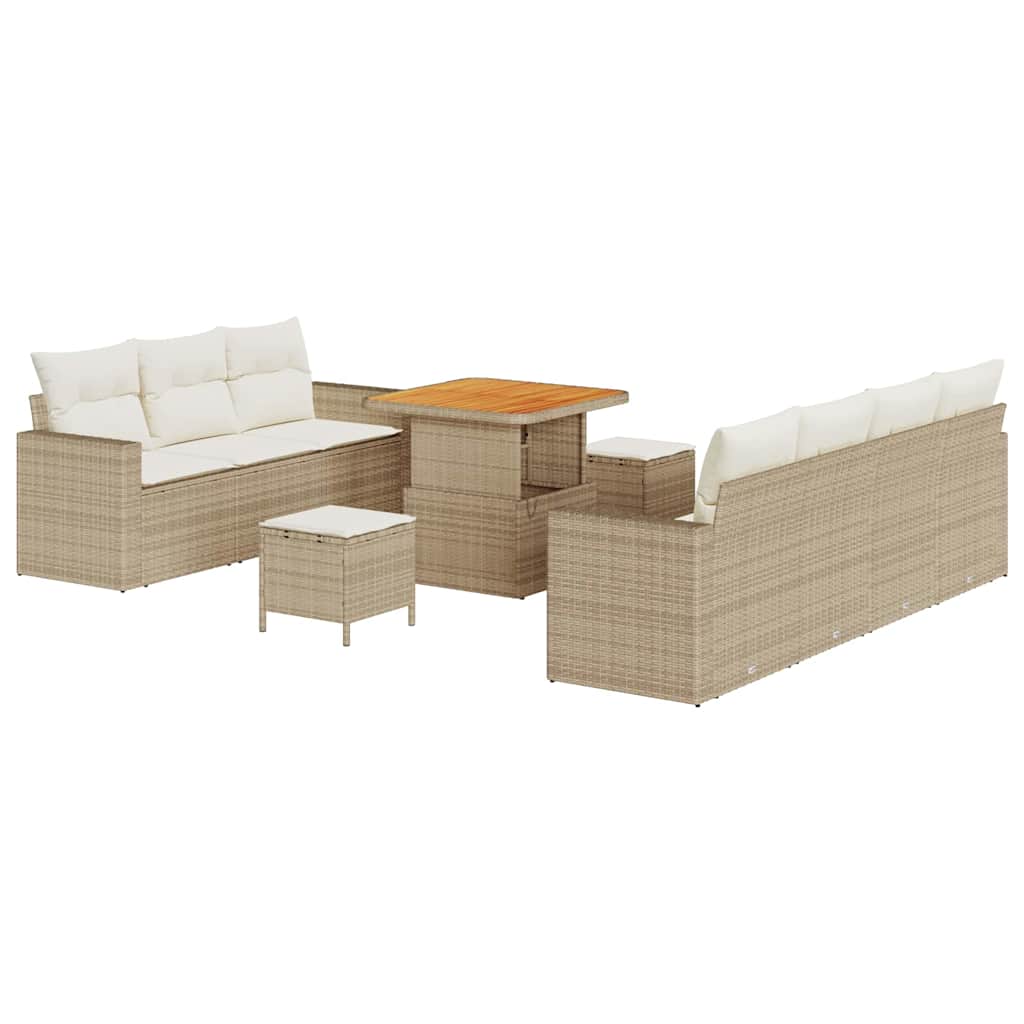Tuin Sofa Set met kussen 10 pcs beige en crèmekleurig is nu te koop bij PeponiXL, paradijselijk wonen!