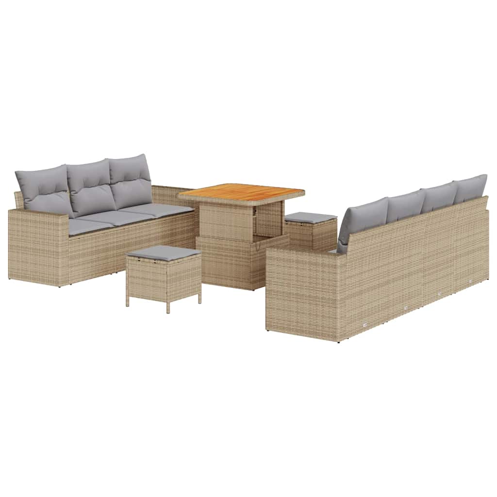 Tuin Sofa Set met kussen met opslag 10 pcs beige en lichtgrijs is nu te koop bij PeponiXL, paradijselijk wonen!