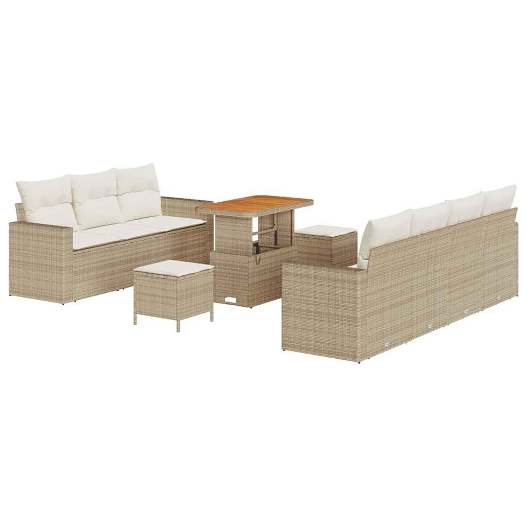 Tuin Sofa Set met kussen 10 pcs beige en crèmekleurig is nu te koop bij PeponiXL, paradijselijk wonen!