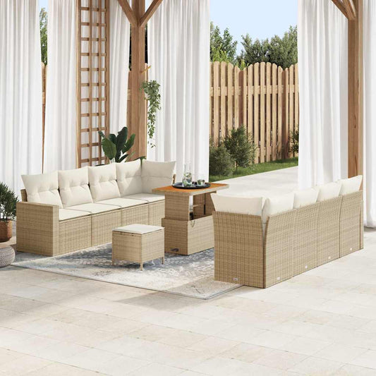 Tuinbankenset met kussen 12 pcs Beige en Crème poly rattan is nu te koop bij PeponiXL, paradijselijk wonen!