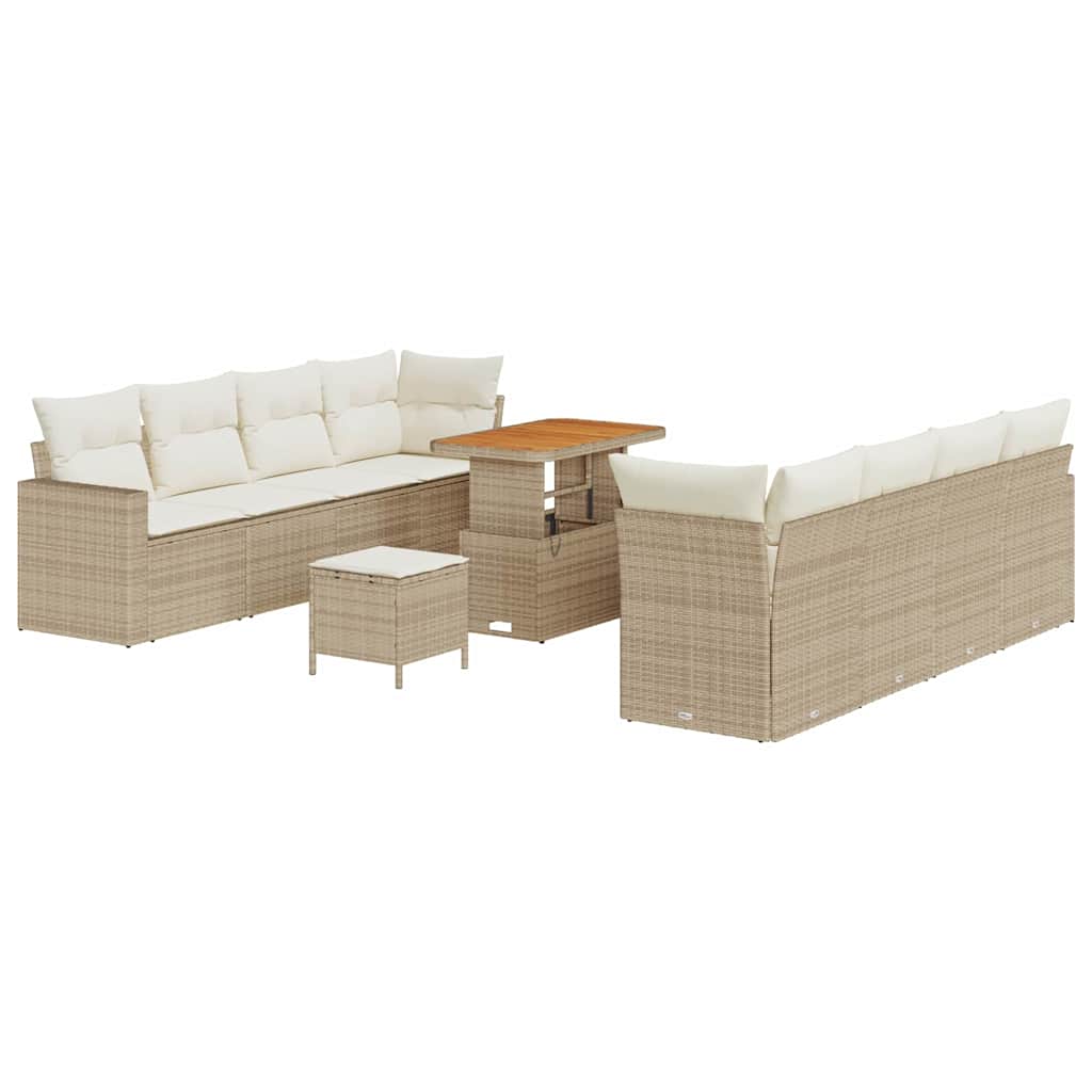 Tuinbankenset met kussen 12 pcs Beige en Crème poly rattan is nu te koop bij PeponiXL, paradijselijk wonen!