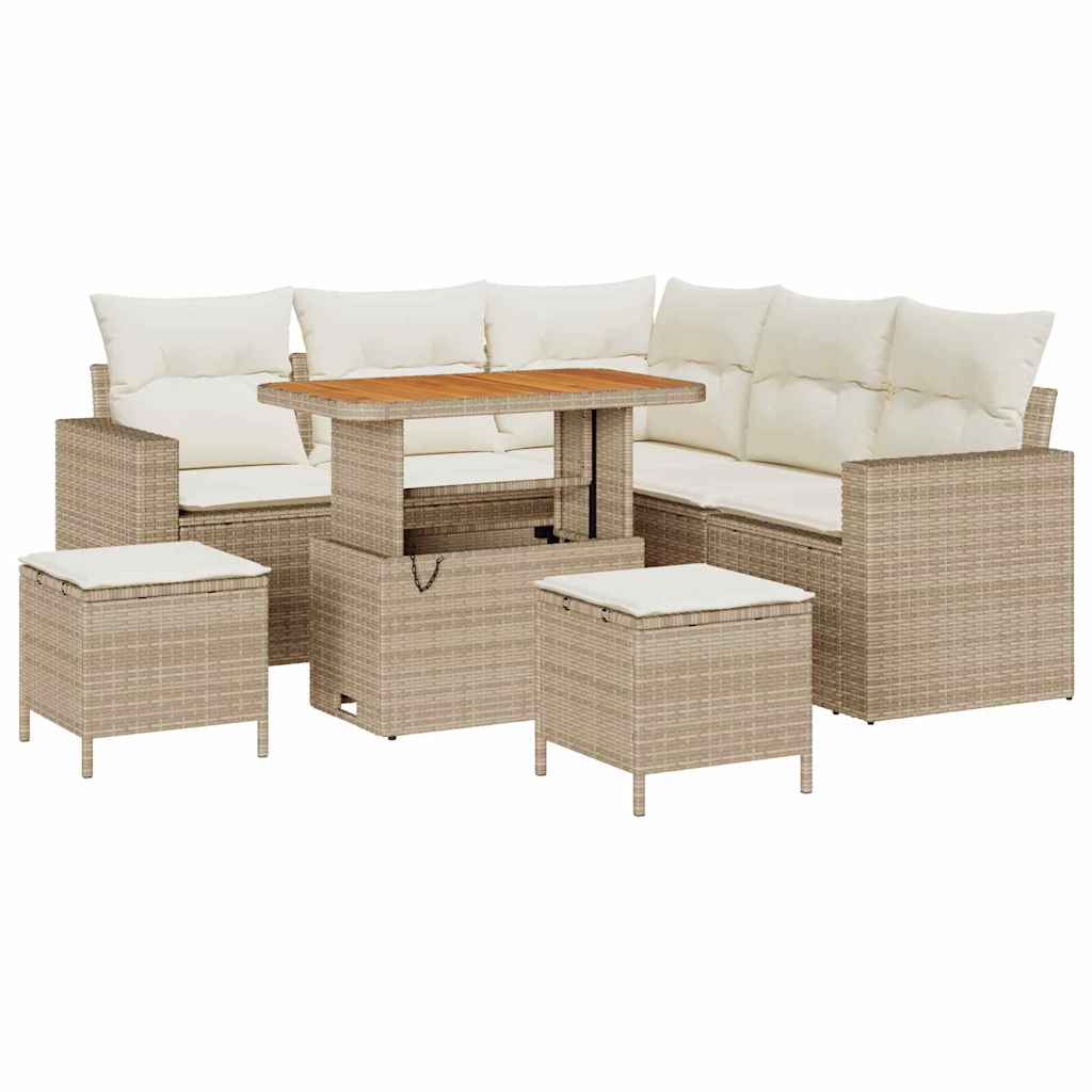 Tuinbankenset met kussen 9 pcs Beige en Crème poly rattan is nu te koop bij PeponiXL, paradijselijk wonen!