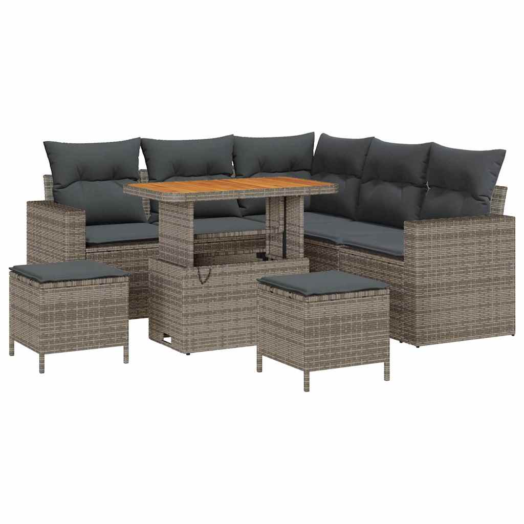 Tuinbankenset met kussen 9 pcs Grijs poly rattan is nu te koop bij PeponiXL, paradijselijk wonen!