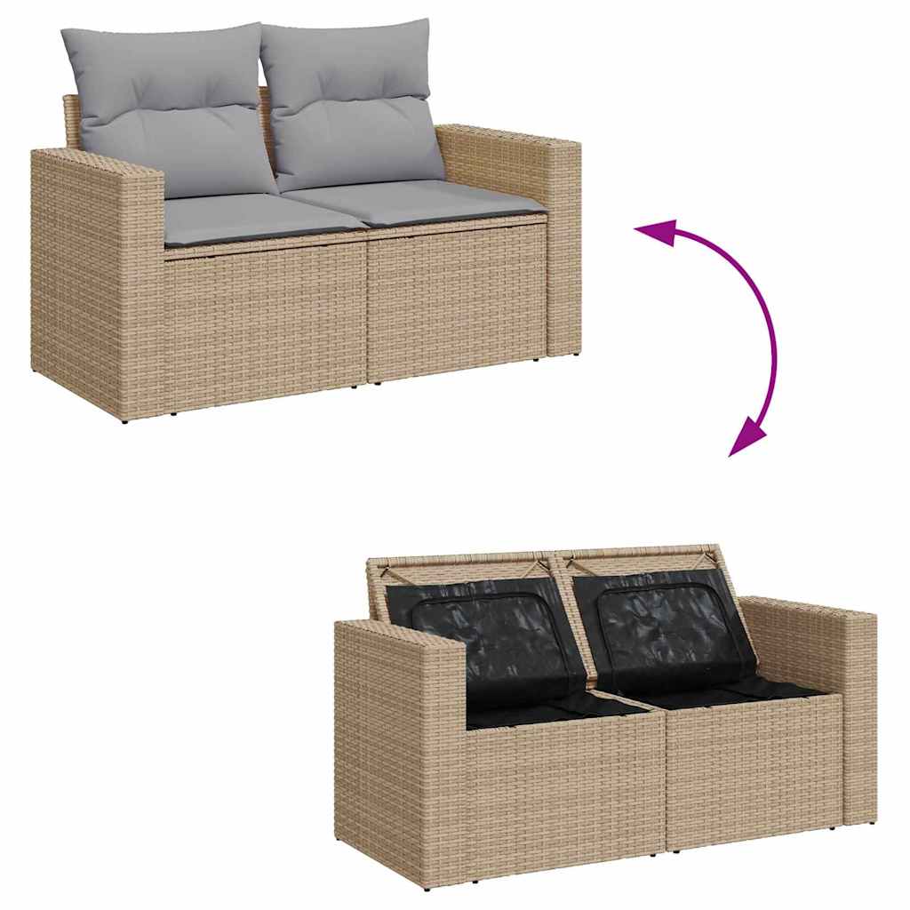 Tuinbankenset 11 pcs Beige en Licht Grijs poly rattan is nu te koop bij PeponiXL, paradijselijk wonen!