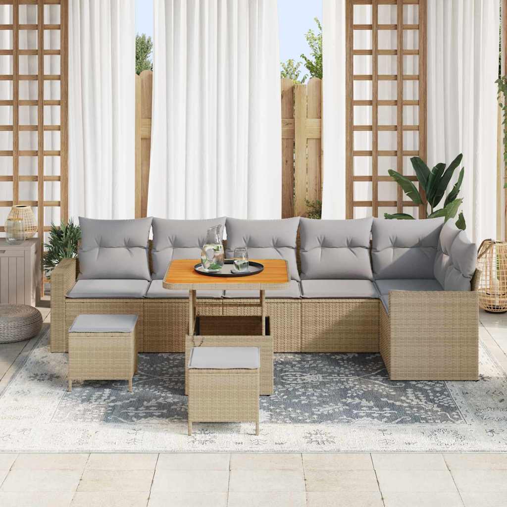 Tuinbankenset 11 pcs Beige en Licht Grijs poly rattan is nu te koop bij PeponiXL, paradijselijk wonen!