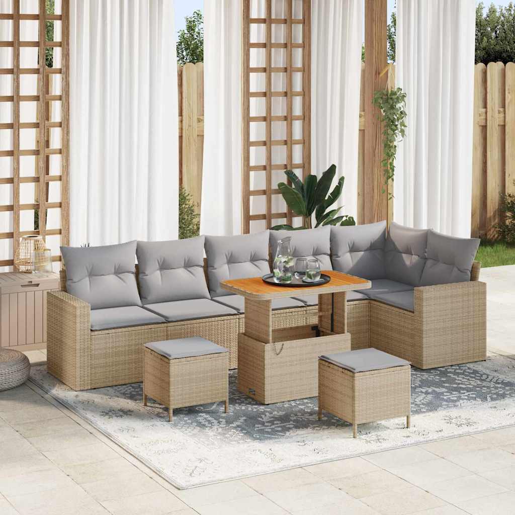 Tuinbankenset 11 pcs Beige en Licht Grijs poly rattan is nu te koop bij PeponiXL, paradijselijk wonen!