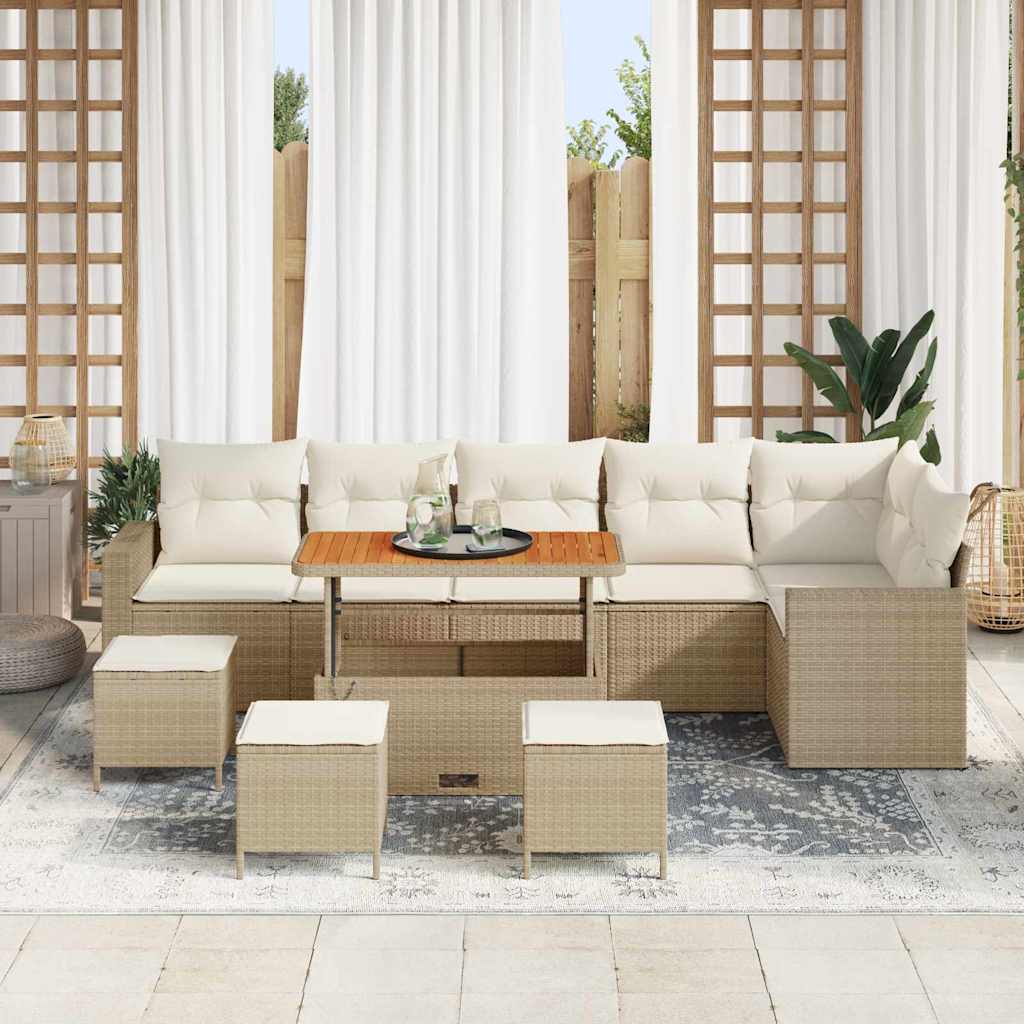 Tuinbankenset met kussen 12 pcs Beige en Crème poly rattan is nu te koop bij PeponiXL, paradijselijk wonen!