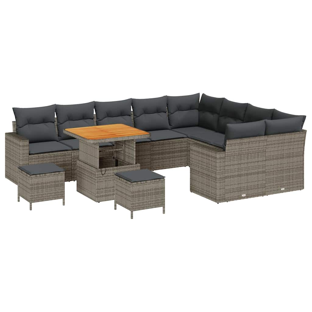 Tuinbankenset met kussen 13 pcs Grijs poly rattan is nu te koop bij PeponiXL, paradijselijk wonen!