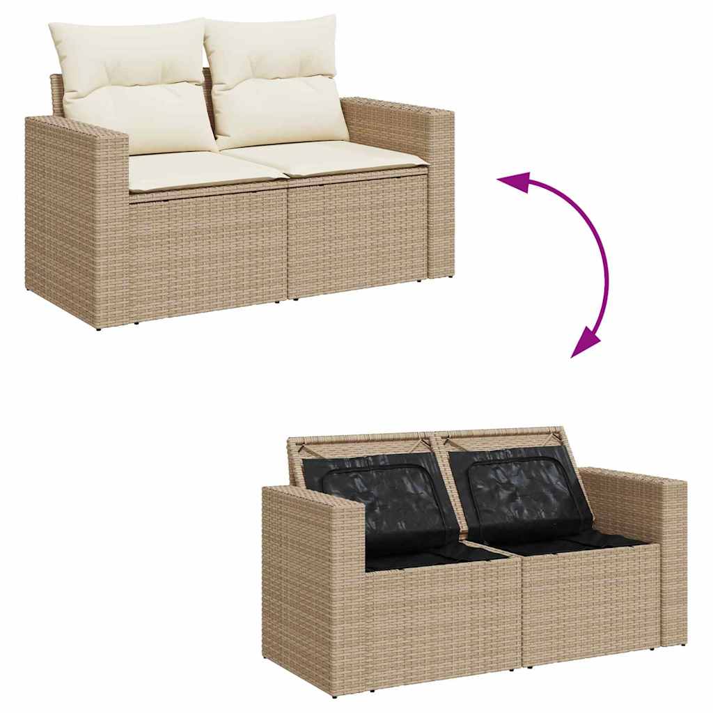 Tuinbankenset met kussen 13 pcs Beige en Crème poly rattan is nu te koop bij PeponiXL, paradijselijk wonen!