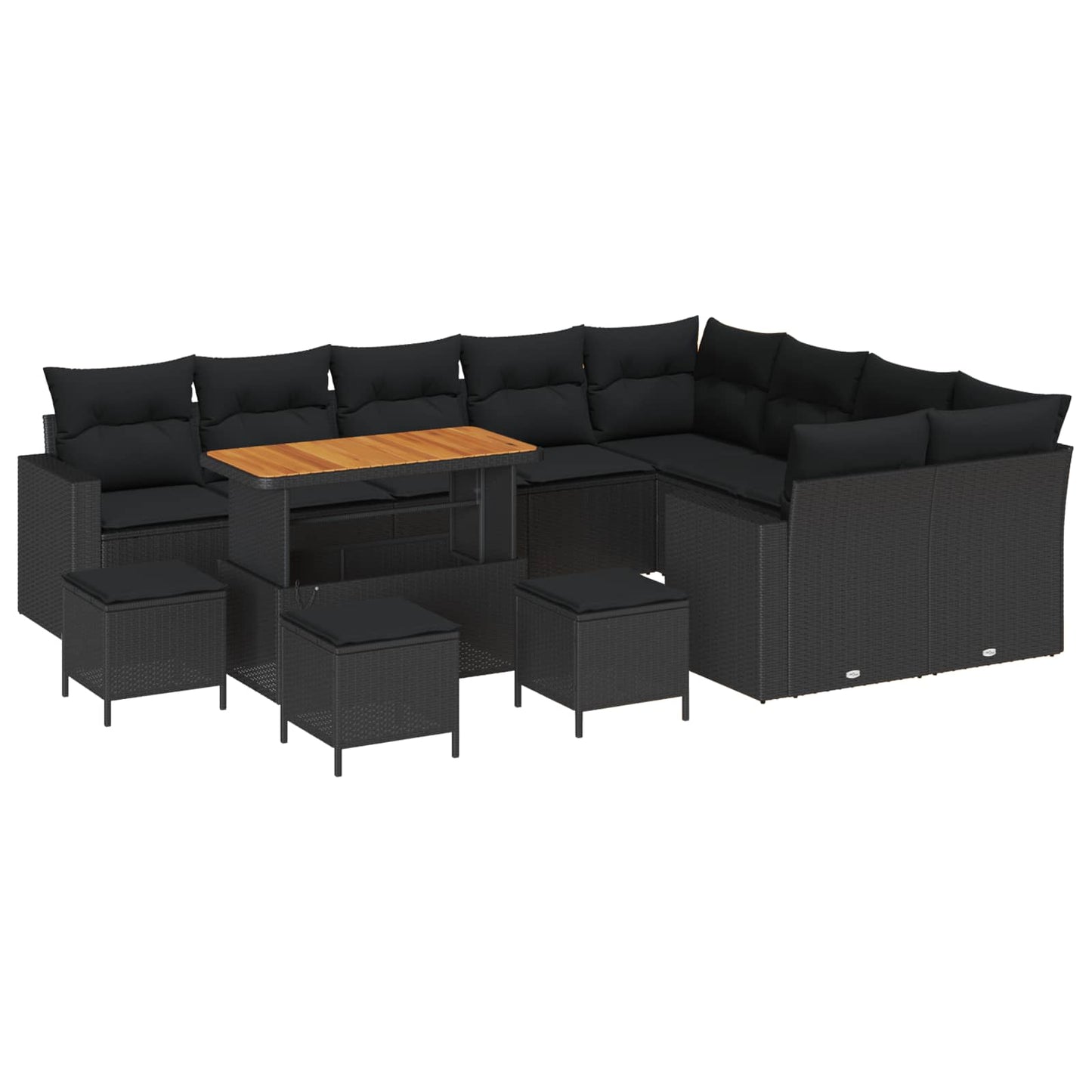 Tuinbankenset met kussen 14 pcs Zwart poly rattan is nu te koop bij PeponiXL, paradijselijk wonen!