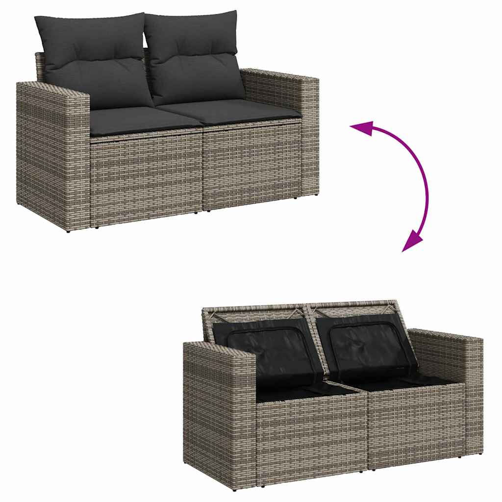 Tuinbankenset met kussen 14 pcs Grijs poly rattan is nu te koop bij PeponiXL, paradijselijk wonen!