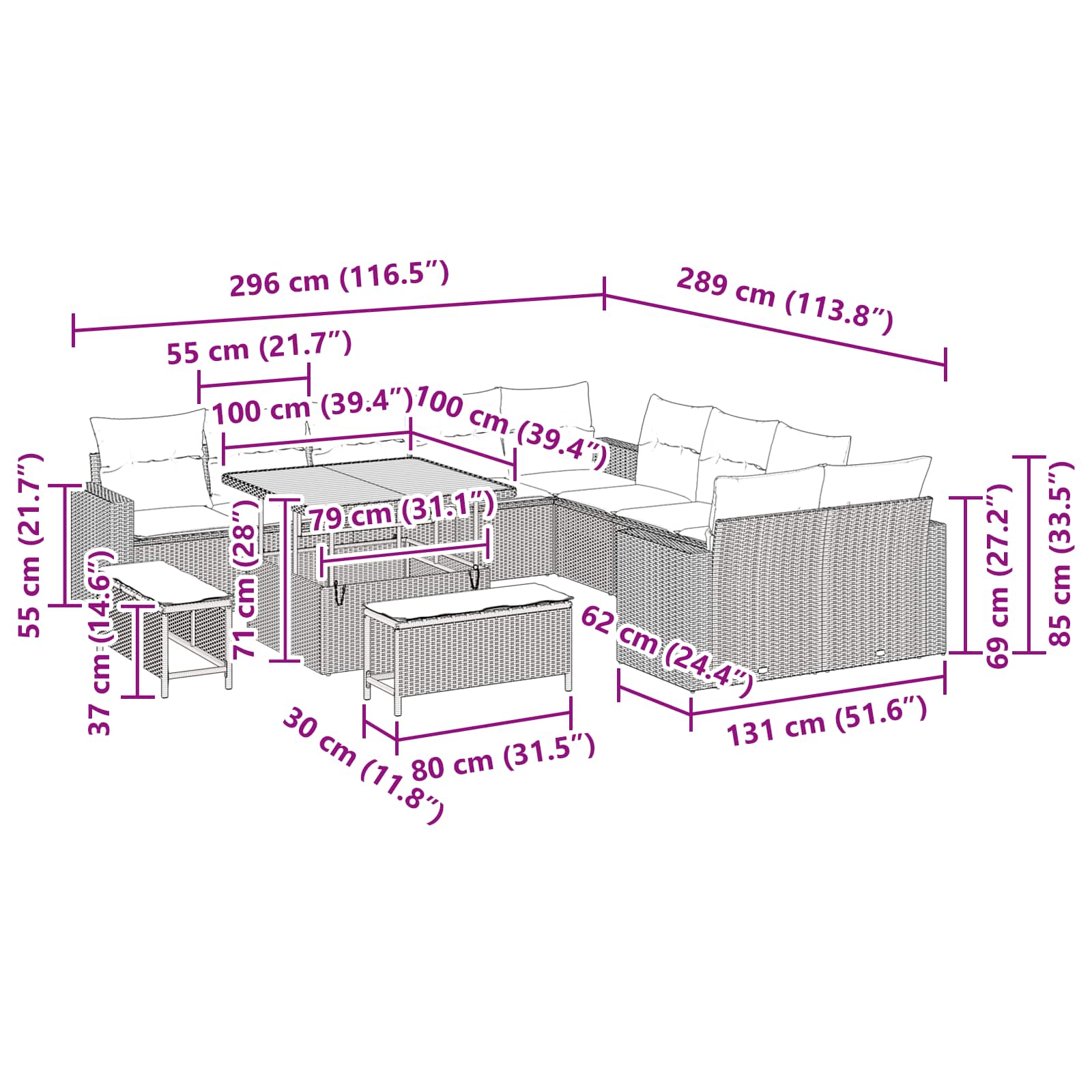 Tuinbankenset met kussen 17 pcs Zwart poly rattan is nu te koop bij PeponiXL, paradijselijk wonen!