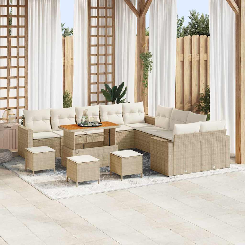 Tuinbankenset met kussen 18 pcs Beige en Crème poly rattan is nu te koop bij PeponiXL, paradijselijk wonen!