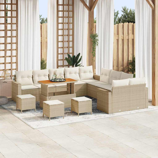 Tuinbankenset met kussen 18 pcs Beige en Crème poly rattan is nu te koop bij PeponiXL, paradijselijk wonen!