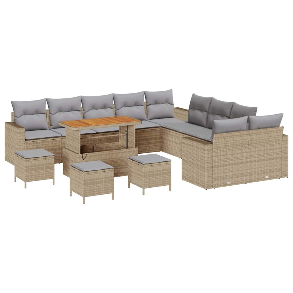 Tuinbankenset 18 pcs Beige en Licht Grijs poly rattan is nu te koop bij PeponiXL, paradijselijk wonen!