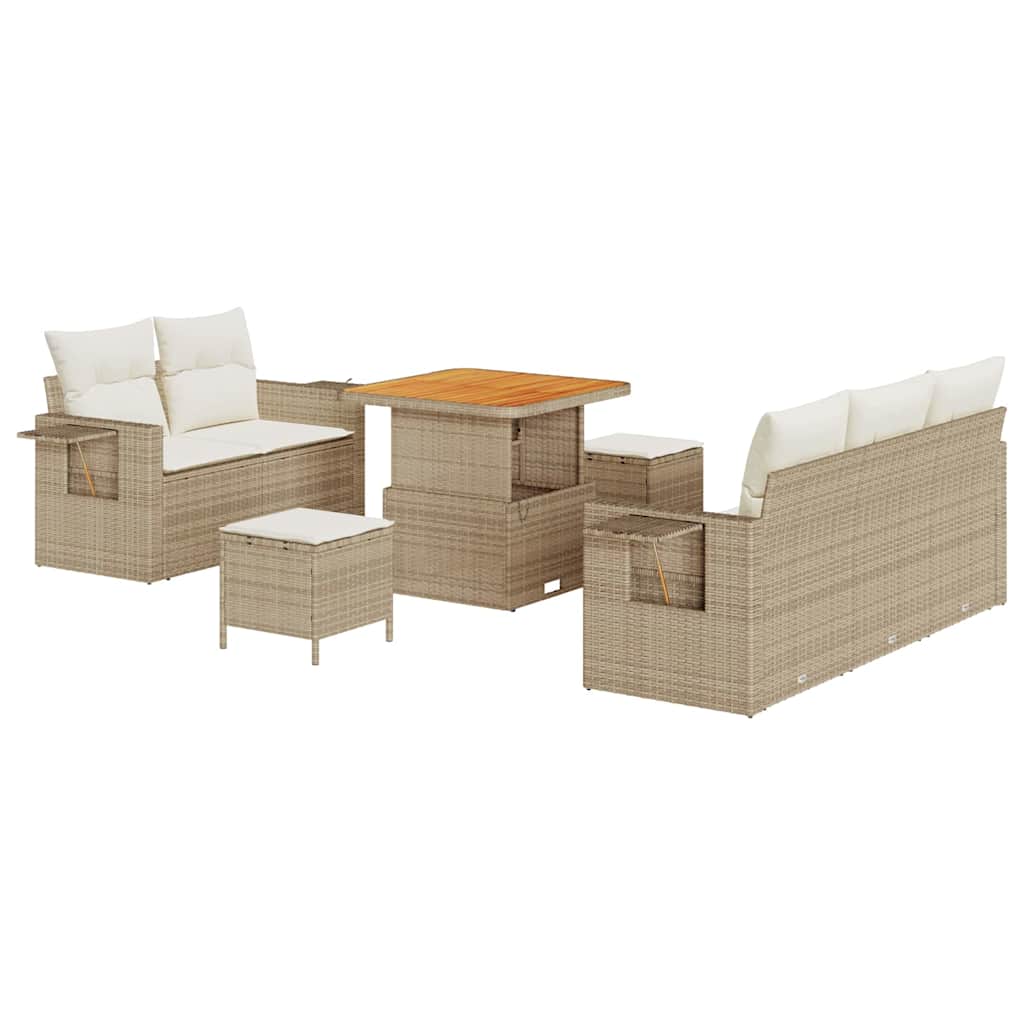 Tuinbankenset met kussen 10 pcs Beige en Crème poly rattan is nu te koop bij PeponiXL, paradijselijk wonen!
