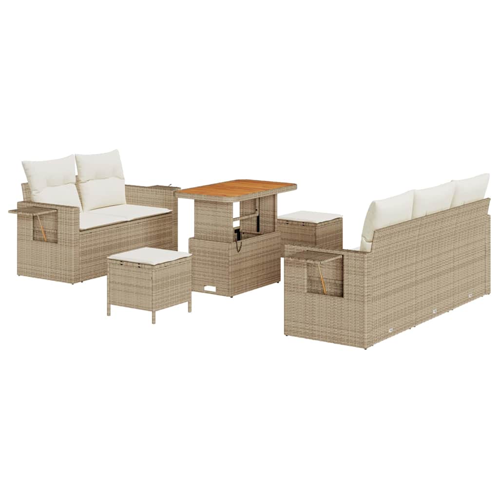 Tuinbankenset met kussen 10 pcs Beige en Crème poly rattan is nu te koop bij PeponiXL, paradijselijk wonen!